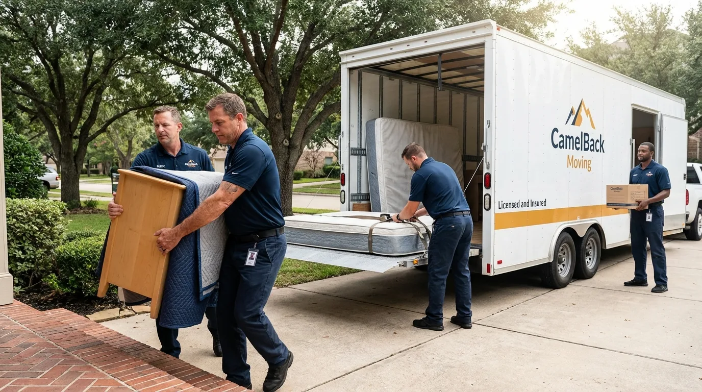 Crew loading residential truck for cross-state move from Collegeville, PA