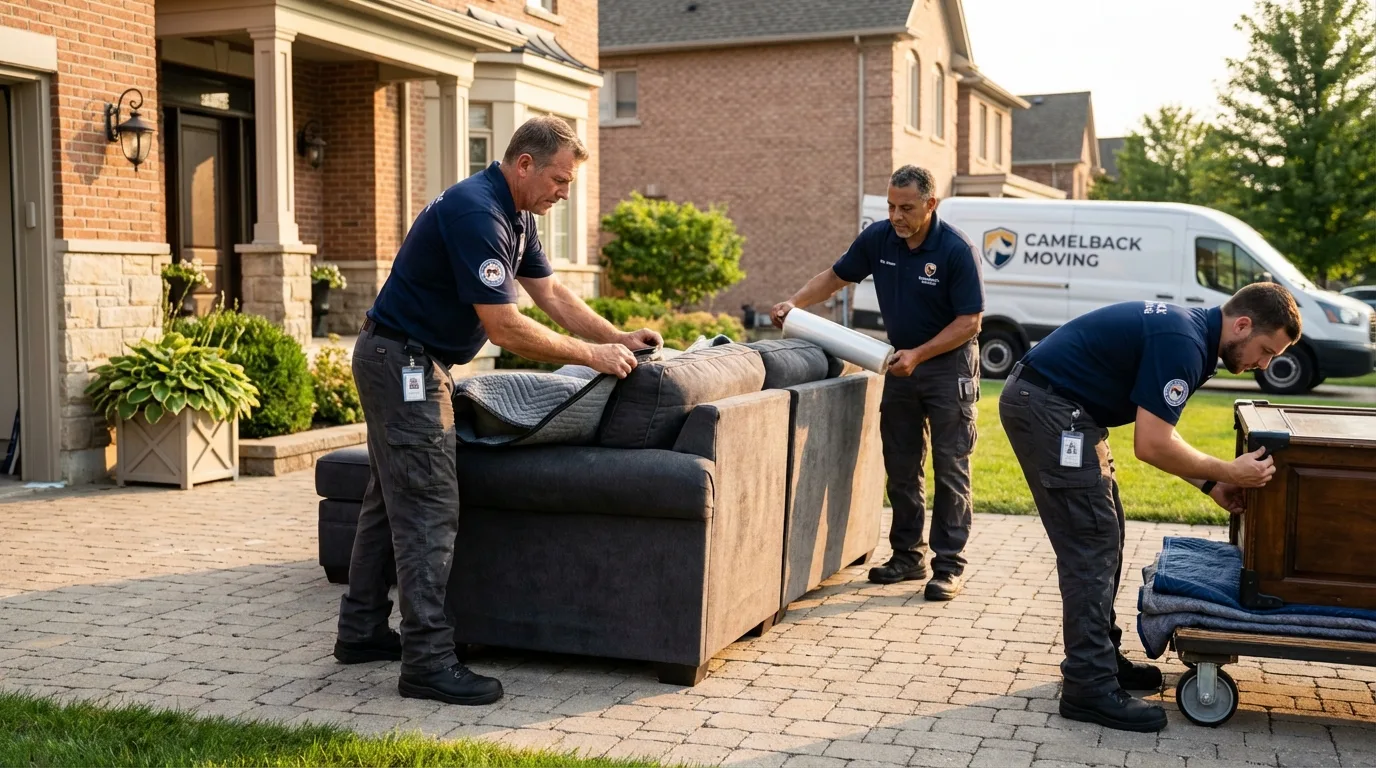 Large estate moving crew wrapping furniture in Collegeville, PA